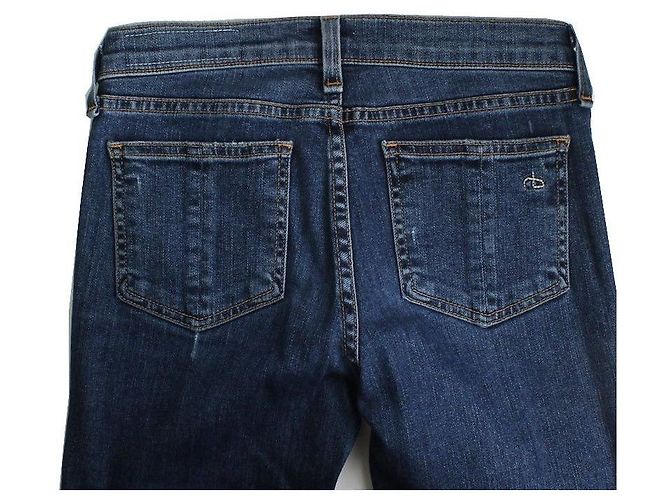Rag & Bone Pantaloni skinny in denim blu con lavaggio distressed - vista 4