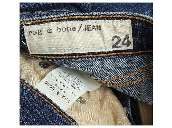 Rag & Bone Pantaloni skinny in denim blu con lavaggio distressed - vista 5