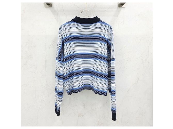 Céline Polo Triomphe a rayas de lana azul claro - vista 2
