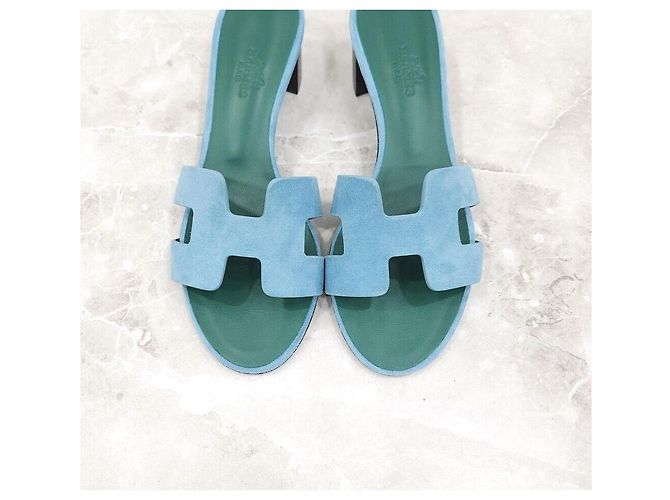 Hermès Sandali in camoscio Oasis Multicolore - vista 6