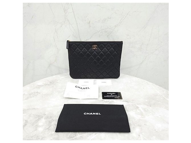 Chanel Clutch Medium Nera con Dettagli Oro No. Nero - vista 8