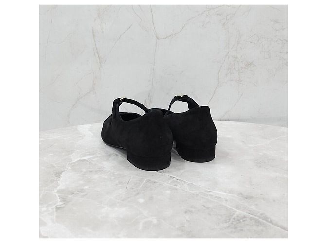 Chanel Scarpe basse Mary Jane in camoscio nero - vista 4