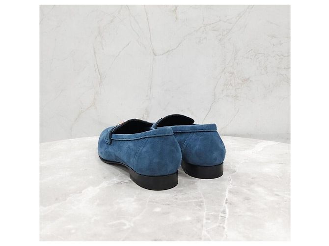 Hermès Mocassino blu con dettagli argentati - vista 4
