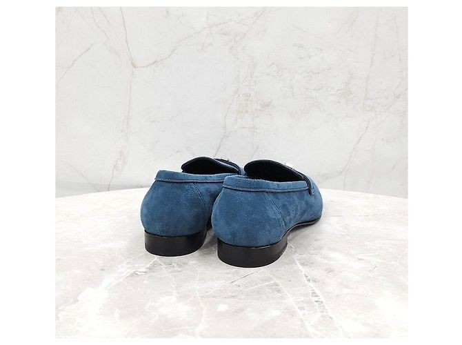 Hermès Mocassino blu con dettagli argentati - vista 5