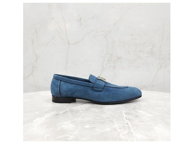 Hermès Mocassino blu con dettagli argentati - vista 6