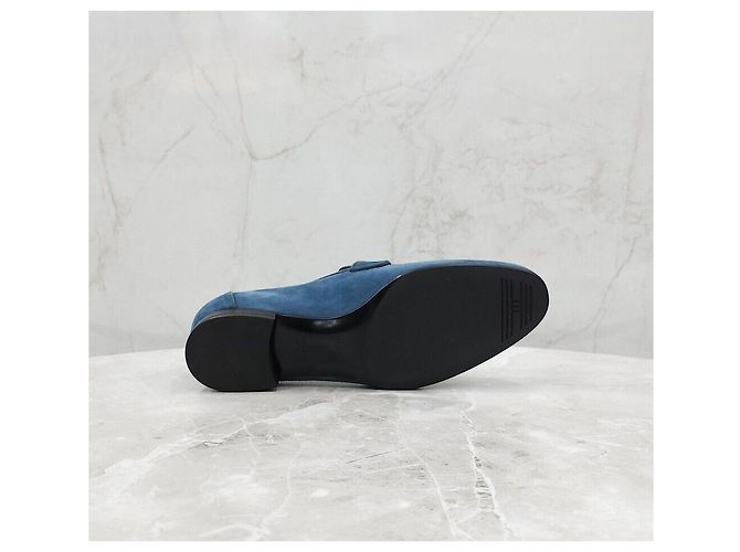 Hermès Mocassino blu con dettagli argentati - vista 7