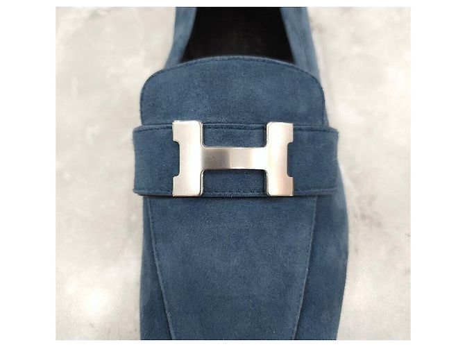 Hermès Mocassino blu con dettagli argentati - vista 8