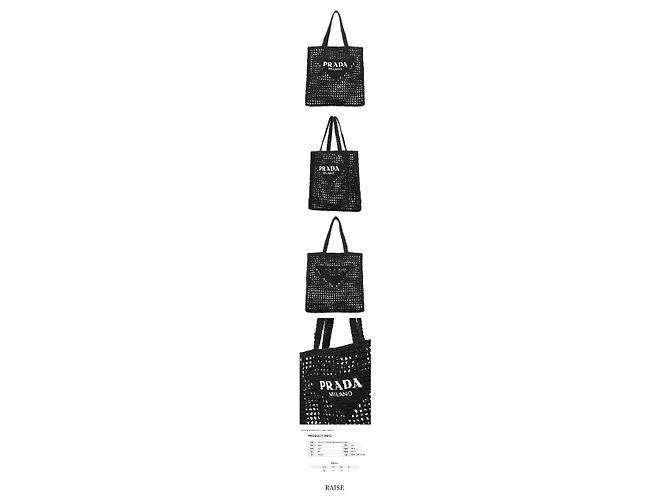 Prada Bolso Tote de crochet con logotipo bordado Negro - vista 2