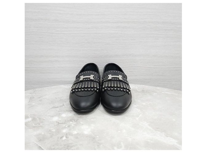 Hermès Mocassino Royal Studded Black Silver Nero - vista 2