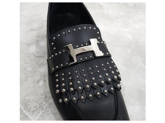 Hermès Mocassino Royal Studded Black Silver Nero - vista 6