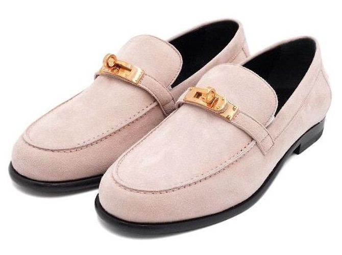 Hermès Mocassini da donna Destin Gold in camoscio rosa - vista 3