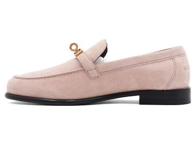 Hermès Mocassini da donna Destin Gold in camoscio rosa - vista 4