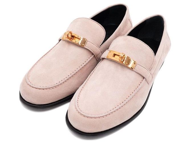 Hermès Mocassini da donna Destin Gold in camoscio rosa - vista 5
