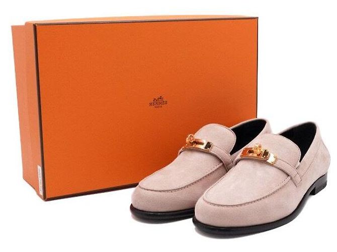 Hermès Mocassini da donna Destin Gold in camoscio rosa - vista 7