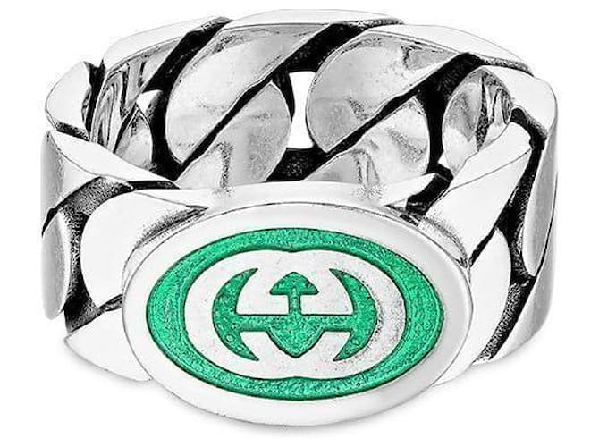 Gucci Interlocking Enamel Ring Silver Silvery - view 2