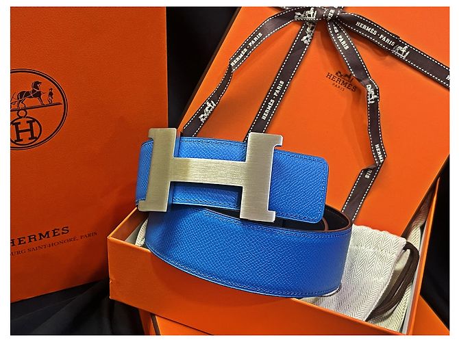 Hermès Cintura reversibile Classic Black Blue Silver XL Rosso - vista 2
