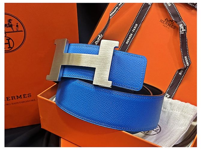 Hermès Cintura reversibile Classic Black Blue Silver XL Rosso - vista 3