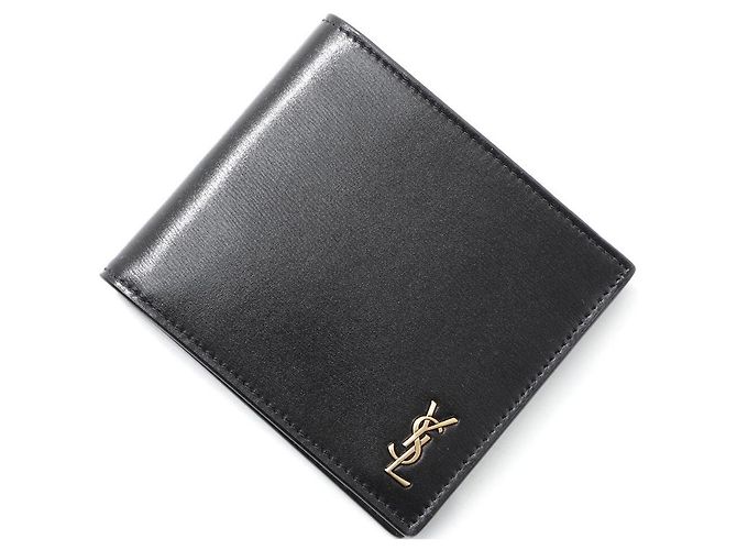 Saint Laurent Gold Logo Bifold Wallet Black - view 3