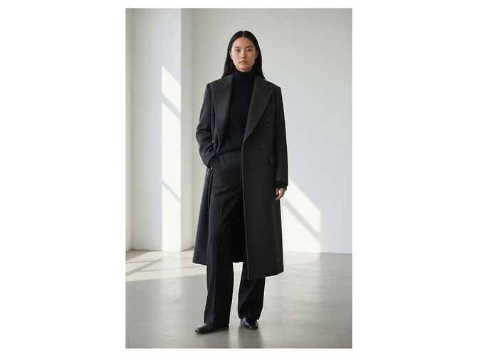 The row Abrigo de lana virgen y cashmere HARIET Dark Charcoal Castaño - vista 4