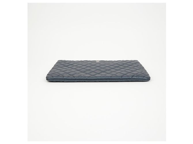 Chanel Clutch Caviar Classic Large Navy Gold Blu - vista 5