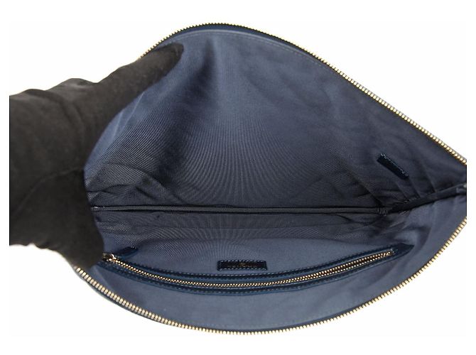 Chanel Clutch Caviar Classic Large Navy Gold Blu - vista 7