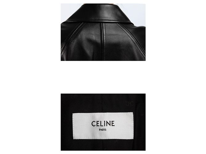 Céline Abrigo de cuello Cloidin en piel de cordero suave Negro - vista 4