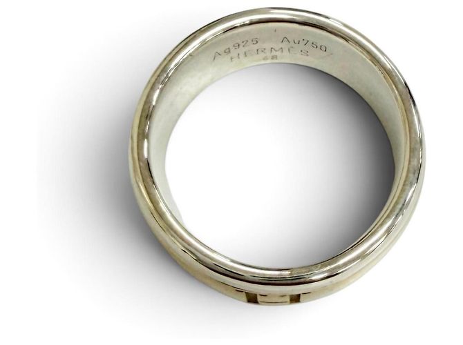 Ring Hermès Anillo HERMES AU750 AG925 H Logo Plata Dorado - vista 4