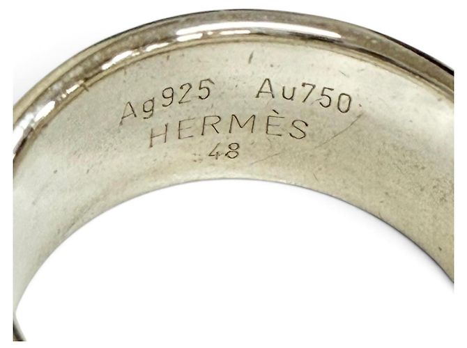 Ring Hermès Anillo HERMES AU750 AG925 H Logo Plata Dorado - vista 6