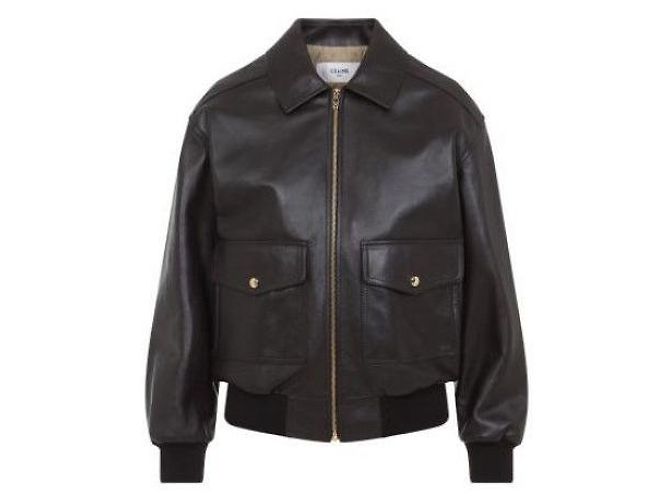 Céline Giacca aviator oversize in morbida pelle di agnello Nero - vista 5