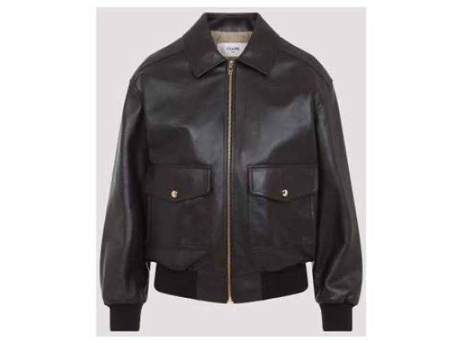 Céline Giacca aviator oversize in morbida pelle di agnello Nero - vista 6