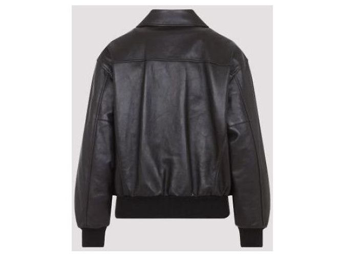 Céline Giacca aviator oversize in morbida pelle di agnello Nero - vista 7