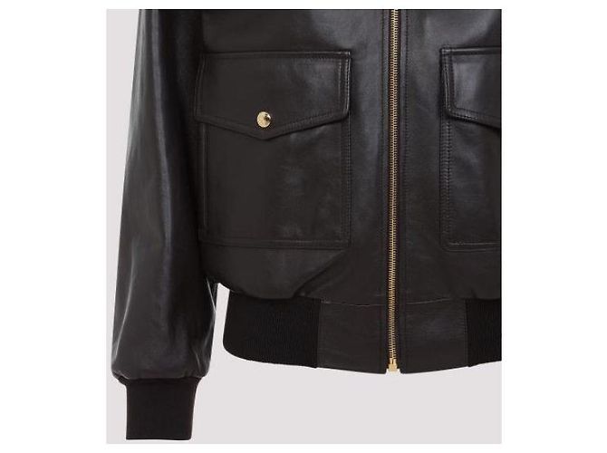 Céline Giacca aviator oversize in morbida pelle di agnello Nero - vista 8