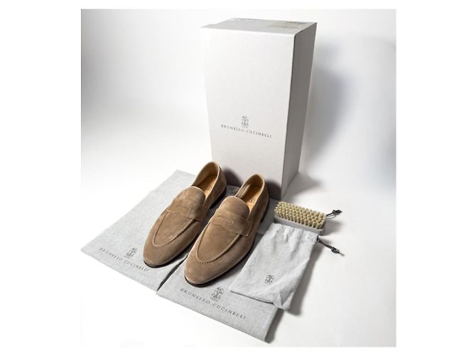 Brunello Cucinelli Mocassini Penny in camoscio Arancione - vista 5