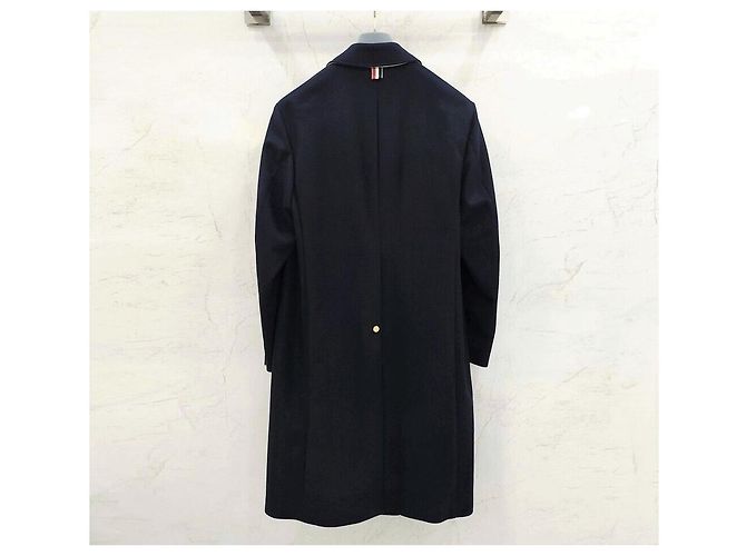 Thom Browne Single Breasted Three Stripe Wool Coat - view 2