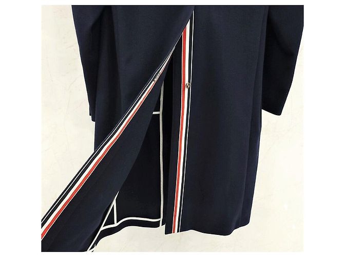 Thom Browne Single Breasted Three Stripe Wool Coat - view 3