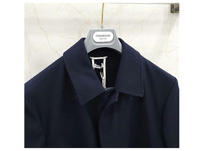 Thom Browne Single Breasted Three Stripe Wool Coat - view 4