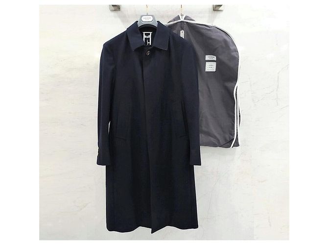 Thom Browne Single Breasted Three Stripe Wool Coat - view 7