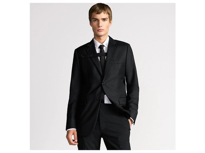 Dior Black Virgin Wool Twill Button Jacket - view 7