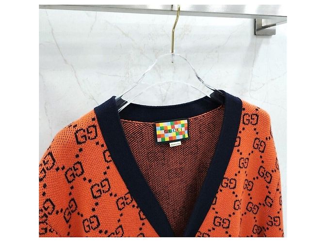 Gucci gg GG Cardigan aus Baumwoll-Jacquard in Orange - Ansicht 4