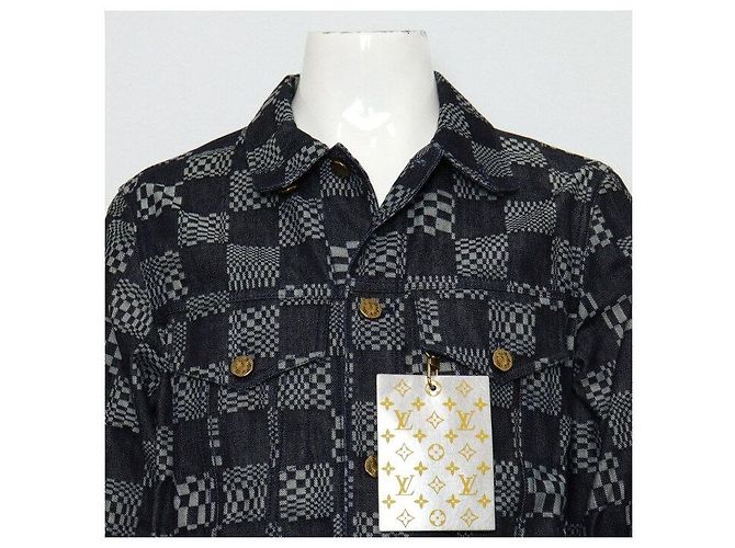 Louis Vuitton Giacca in denim Damier Distorted da uomo Nero - vista 2