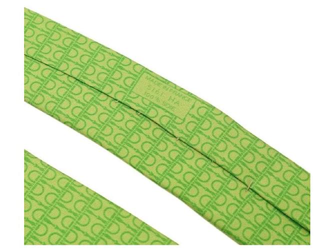 Hermès Green Logo Pattern Silk Tie - view 4