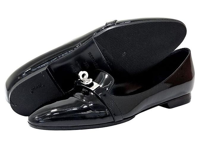Hermès Mocassino Kelly in vernice Nero - vista 2