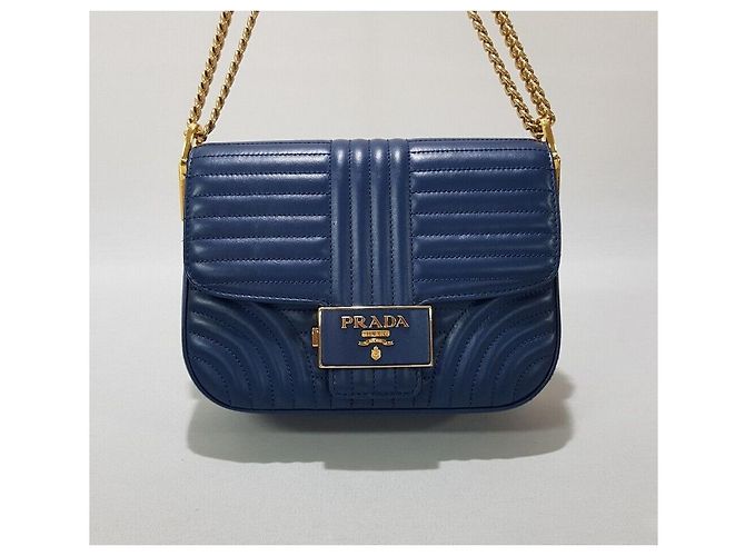 Prada Diagram Chain Schultertasche Blau - Ansicht 2