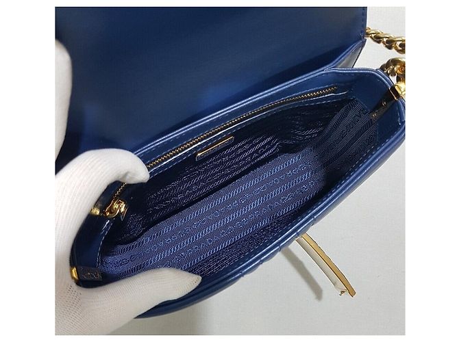Prada Diagram Chain Schultertasche Blau - Ansicht 9