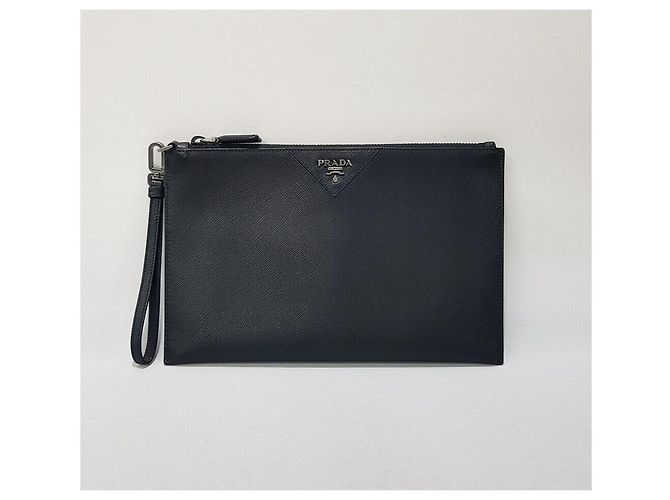 Prada Bolso Clutch con correa de Saffiano Negro - vista 2