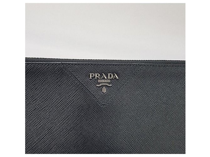 Prada Bolso Clutch con correa de Saffiano Negro - vista 3