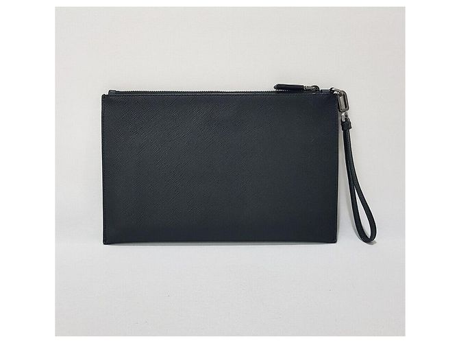 Prada Bolso Clutch con correa de Saffiano Negro - vista 5