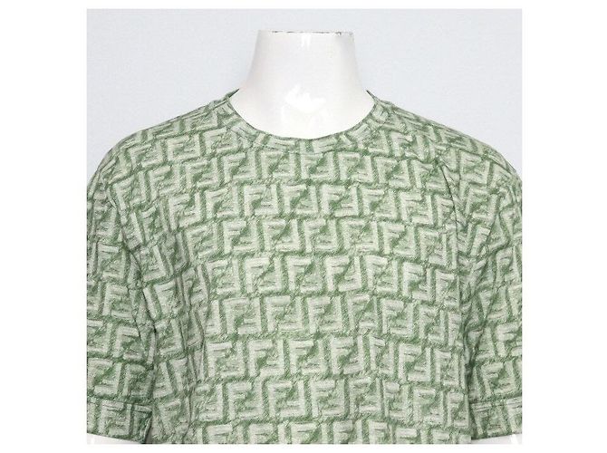 Fendi T-Shirt mit kurzen Ärmeln aus Baumwollstrick mit FF-Logo - Ansicht 2