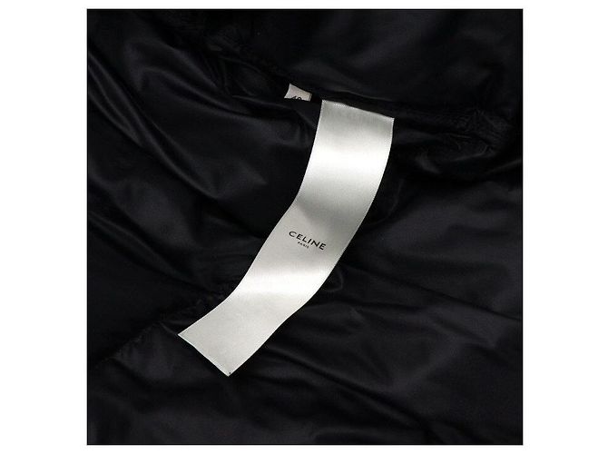 Céline Giacca imbottita da uomo con logo e patch in pelle nera sul collo Nero - vista 6