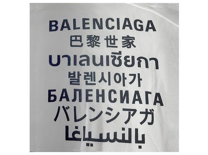 Balenciaga Herren Multi-Language Fleece-Hoodie Weiß Authentisch - Ansicht 5